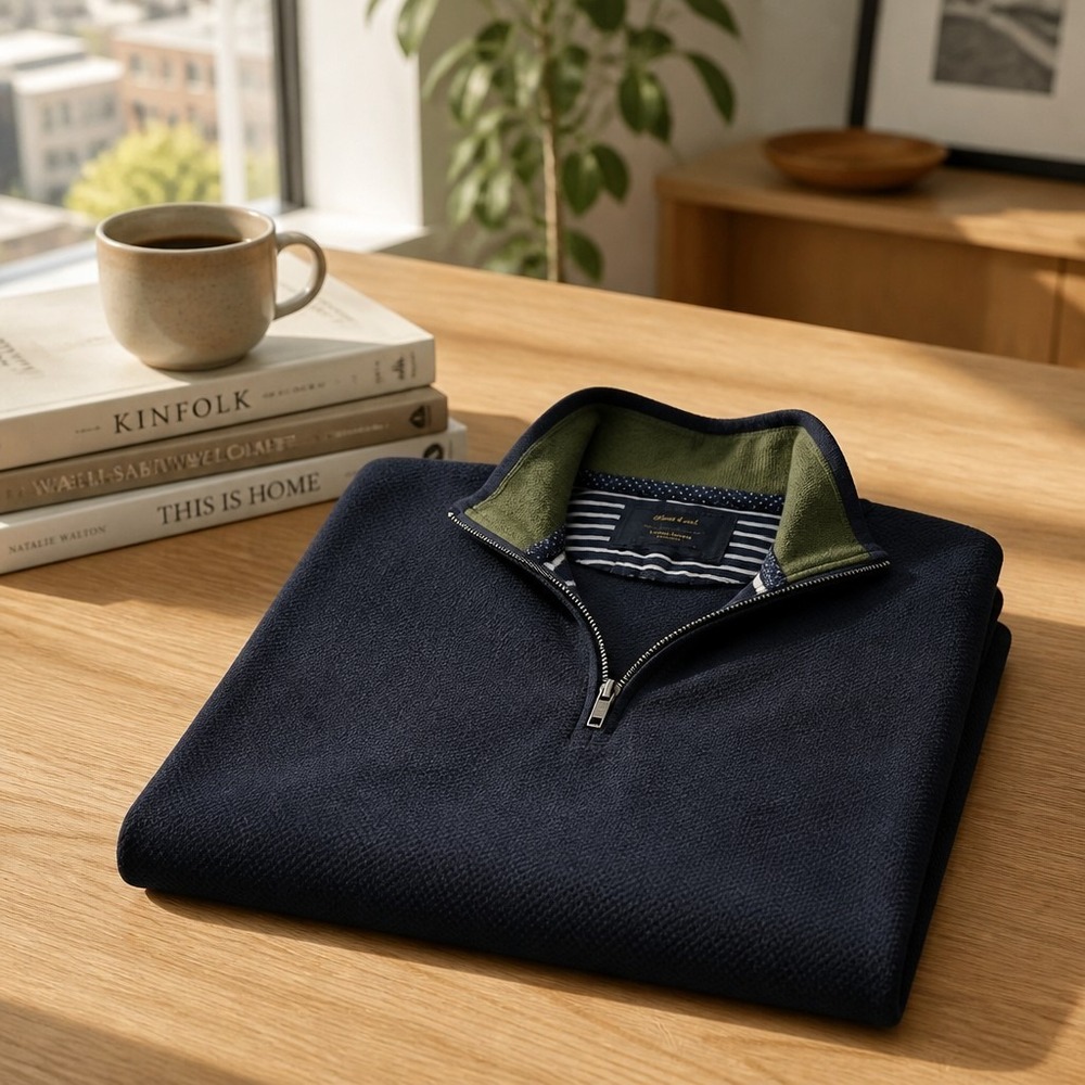 Porter & Ash Quarter Zip Pulliver Sweater Blue XXL